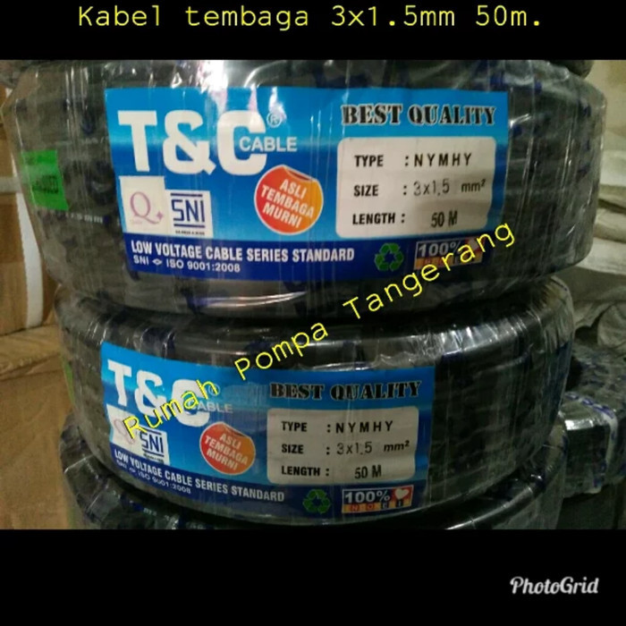Kabel Pompa Satelit T&C Tembaga Serabut 3X1.5Mm.