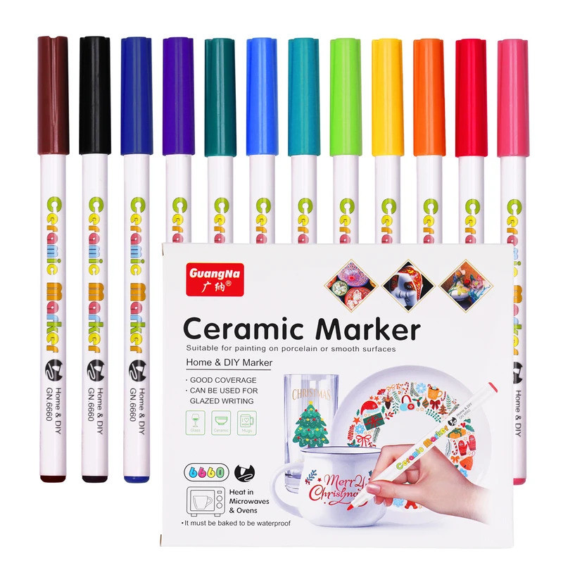 

12 Colors Kids Ceramic Paint Marker Pens Acrylic Paint Pens for Kids DIY Ceramic Painting, Wood, Rock Paint Glass Drawing