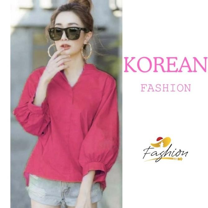 BLOUSE PAKAIAN WANITA PINGUIN FUSCHIA KOREA