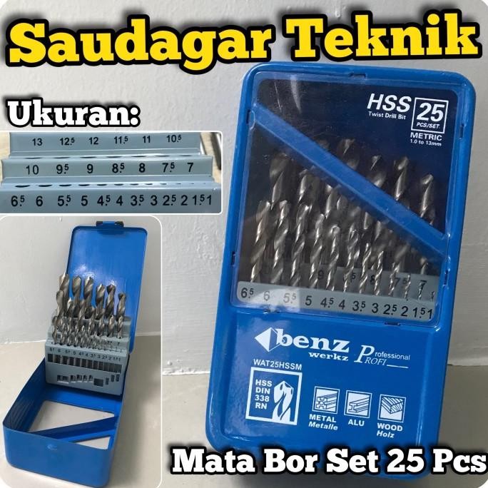 Mata Bor Besi Set HSS 25Pcs Drill Bit Set 25 Pcs