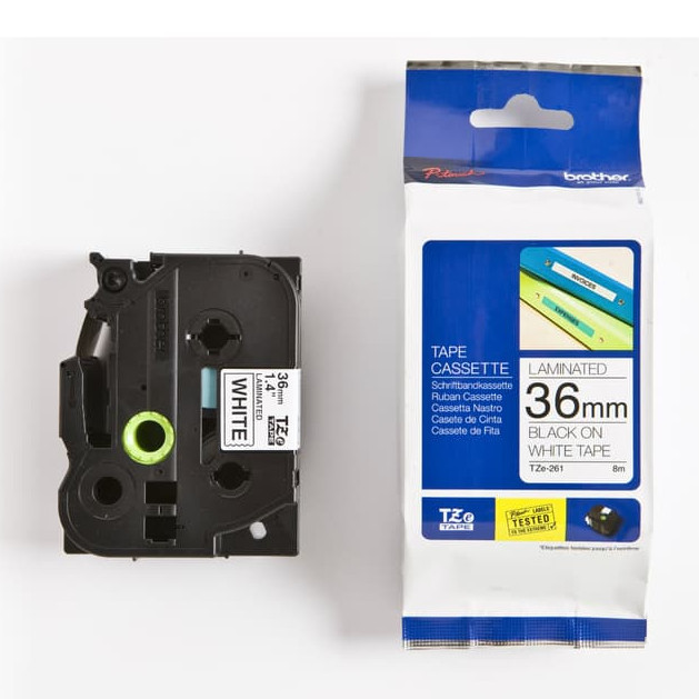 

Brother Label Tape Tze-261 36Mm X 8M Laminated Black On White Barangbaru