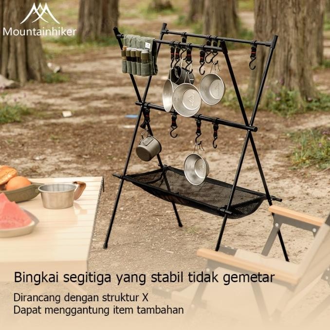 Mountainhiker Gantungan peralatan dapur portabel Papan pajangan peralatan dapur lapangan berkemah, g