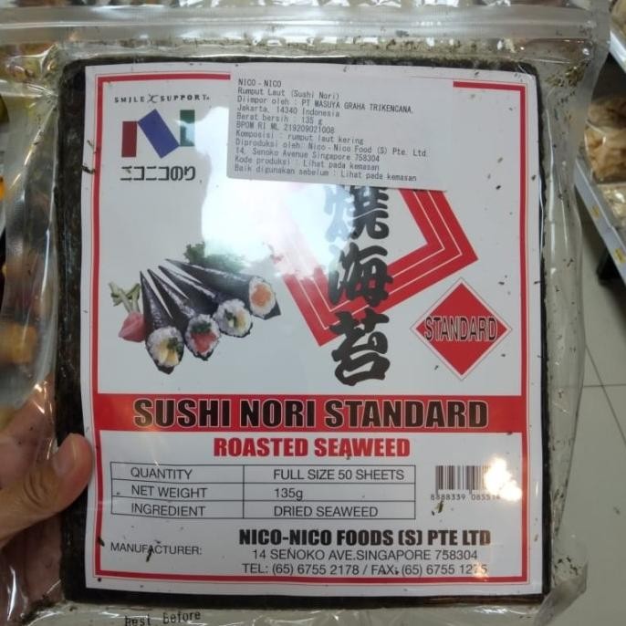 

Nico-Nico Sushi Nori 135Gr (1Pack-50Sheet) / Rumput Laut Dr Singapore Terlaris