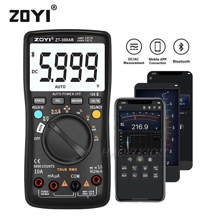 Ready ZOYI ZT-300AB True RMS NCV Upgrade Auto Mutlitester Bluetooth Digital