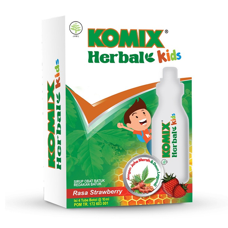 KOMIX HERBAL KIDS STRAWBERRY 10 ML 4 BOTOL