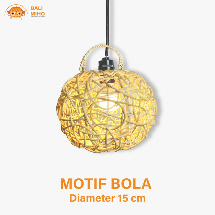 

New - Kap Lampu Rotan Model Bola Ruwet Lampu Cafe Lampu Hias Lampu Bambu