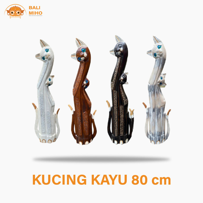 New - Patung Kucing Kayu Dekorasi Kucing Patung Kucing Lucu Pajangan Kucing