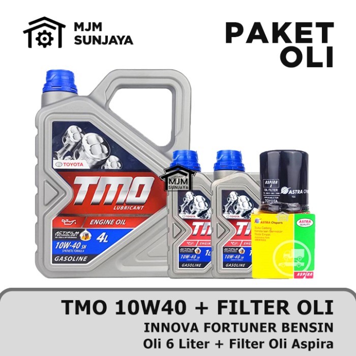 Paket Ganti Oli Mesin Tmo Sae 10W-40 6 Liter Aspira Innova Fortuner Bensin 10W40 6Liter Harga