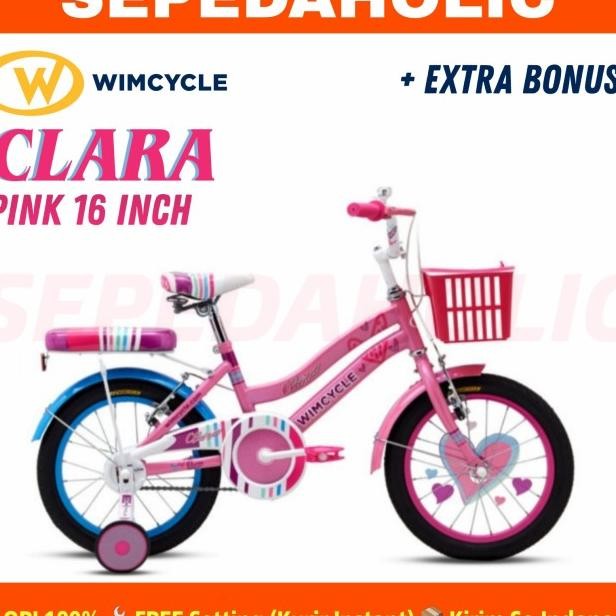 Sepeda Anak Perempuan Wimcycle Clara Ukuran 16 18 Inch Keranjang