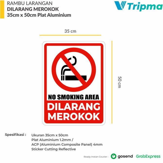 

Rambu Dilarang Merokok / No Smoking Area 35cm x 50cm Plat Alumunium