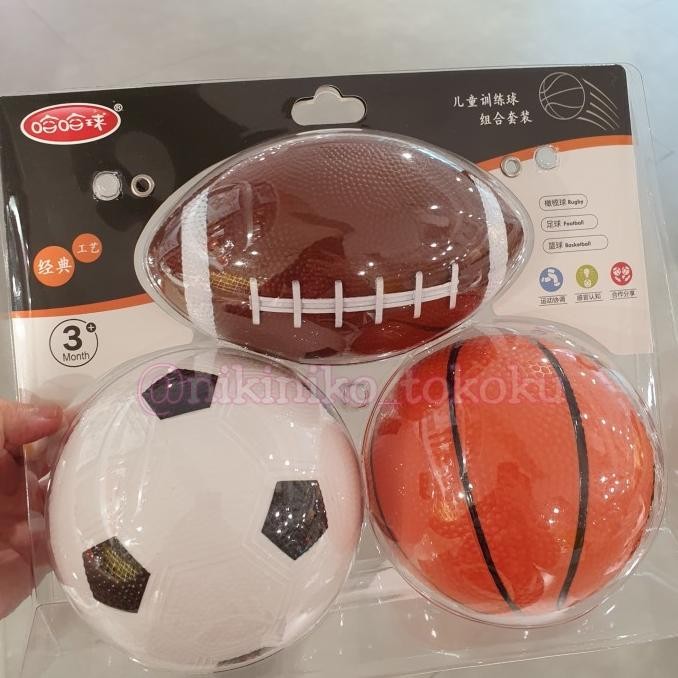 Mainan Anak Bola Kecil bahan karet (Rugby Basket Sepak Bola)