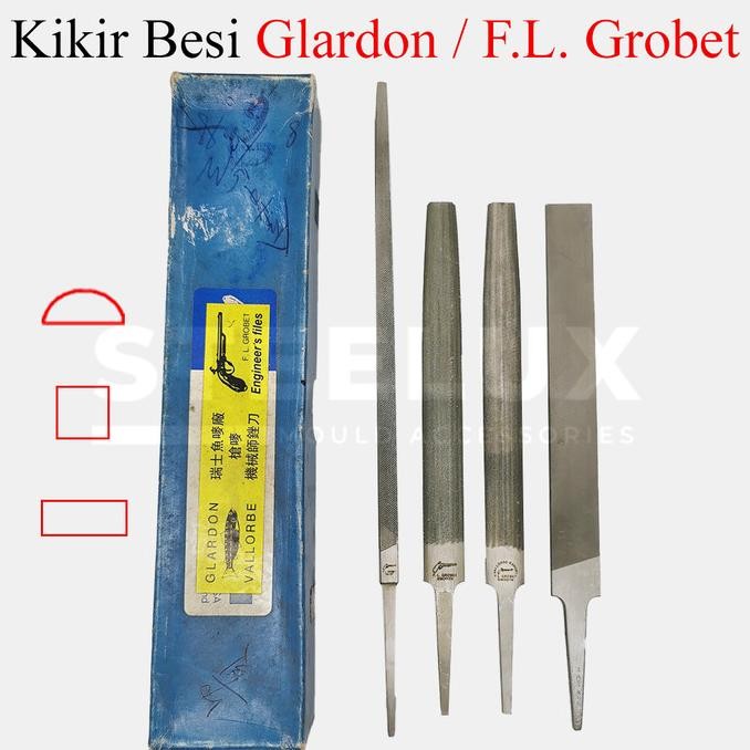 Kikir Besi F.L. Grobet Cap Pistol / Glardon Vallorbe Cap Ikan Satuan Flat / Setengah Bulat / Kotak H