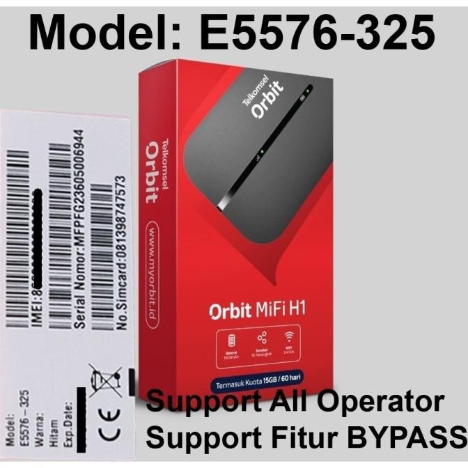 Mifi Router Modem Wifi 4G Huawei E5576 BYPASS Free Tsel 15Gb