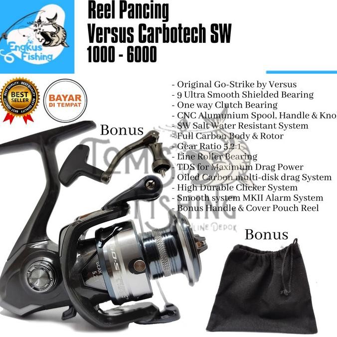 Reel Pancing Versus Carbotech SW Terbaru 1000 - 6000 (9 Bearing) Murah