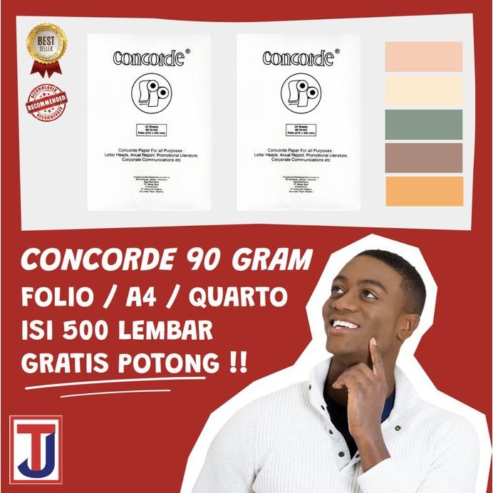

TERLARIS - Kertas Concorde Ukuran F4 A4 Kuarto 90 Gram isi 500 lembar Warna Putih
