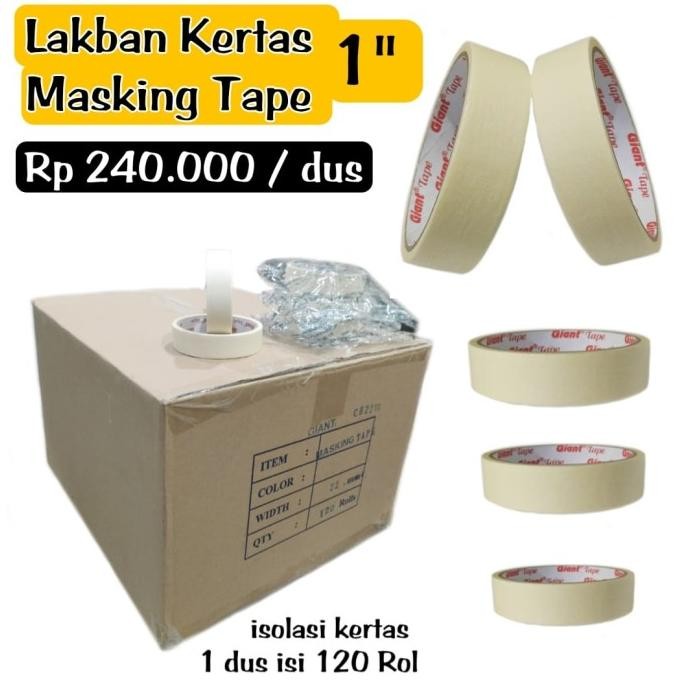 

TERBARU - Isolasi kertas 1" lakban kertas PER DUS isi 120 rol