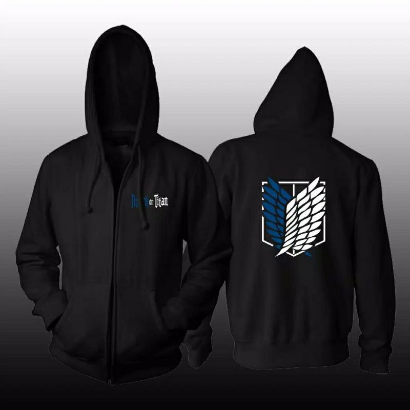 Felizo Jaket Zip Hoodie Anime SHINGEKI NO KYOJIN Hoodie Attack on Titan Sablon Simple BIGSIZE OVERSI