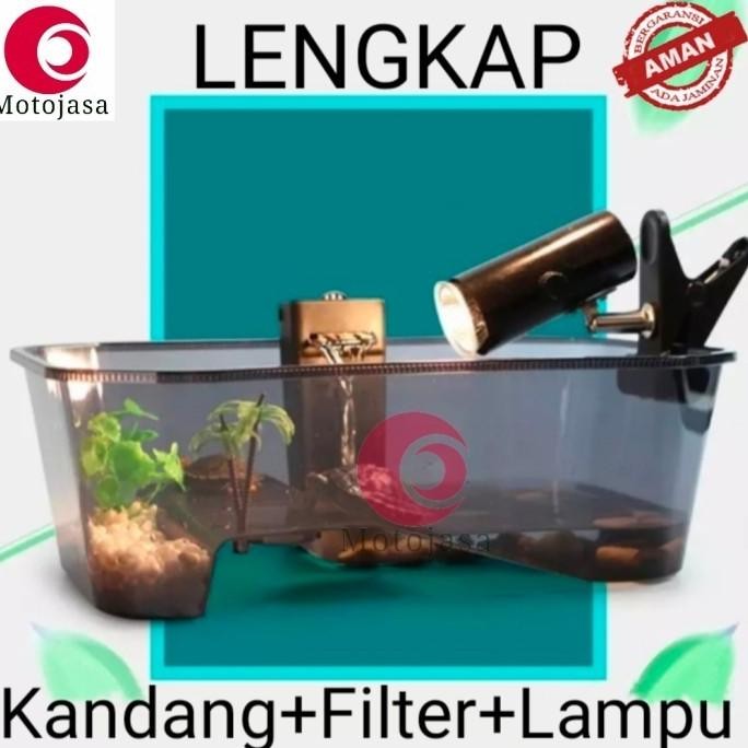 Paket lengkap Tempat kura kura turtle tortoise aquarium vivarium box