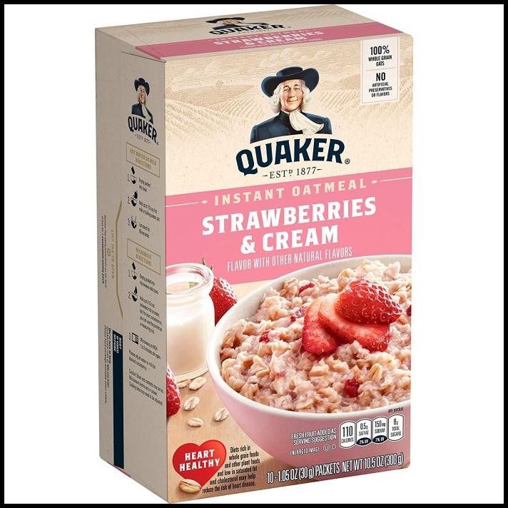 

Quaker Instant Oatmeal Strawberries & Cream 300Gr - From Usa