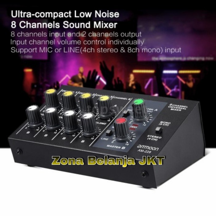 Cuci Gudang Mini Mixer Audio Console Karaoke 8Channel Input Mic Line