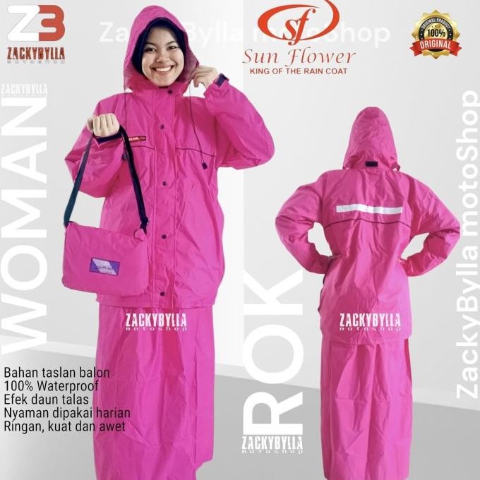 Jas Hujan SUNFLOWER ROK / Ladies / Women Raincoat / Muslimah