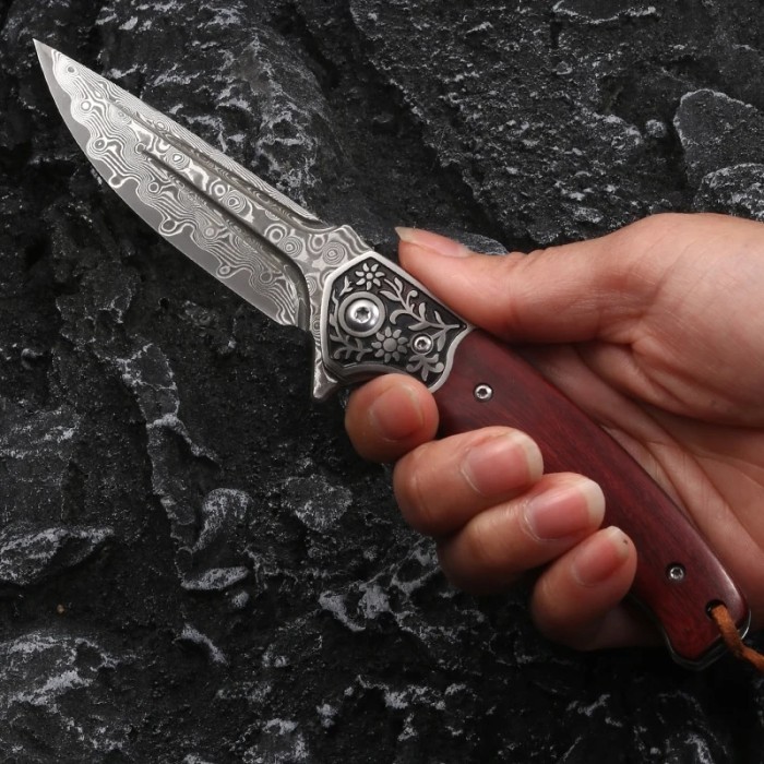 OBRAL Vg10 Damascus Folding Knife Tactical Military Outdoor Camping Sur
