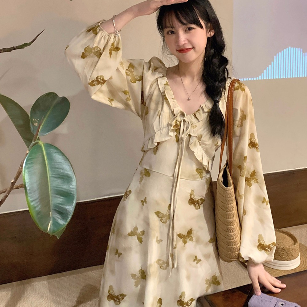 Dress Fairy Spring and Autumn2024New Fashionable Stylish First Love Midi Dress