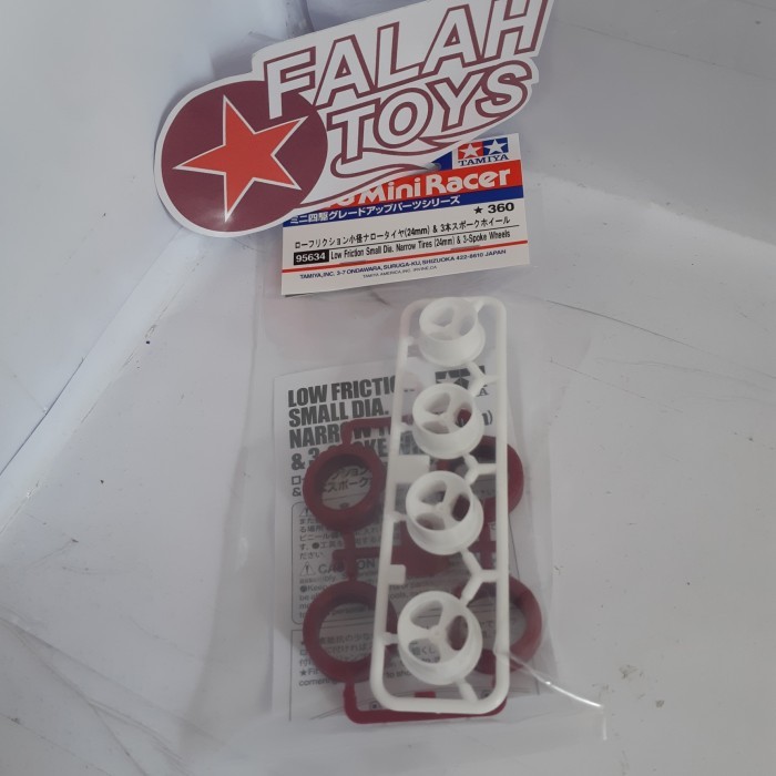 Terbaru Tamiya 95634 Low Friction Small Dia. Narrow Tires (24Mm) 3 Spoke Wheel
