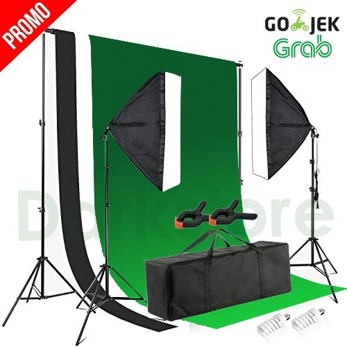 Promo Paket Lighting Softbox Lampu Mini Studio Foto Background + Lampu