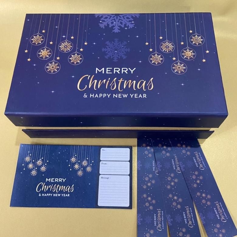 

Box Natal Model Magnet Biru | Dus Kue Kering | Kotak Christmas
