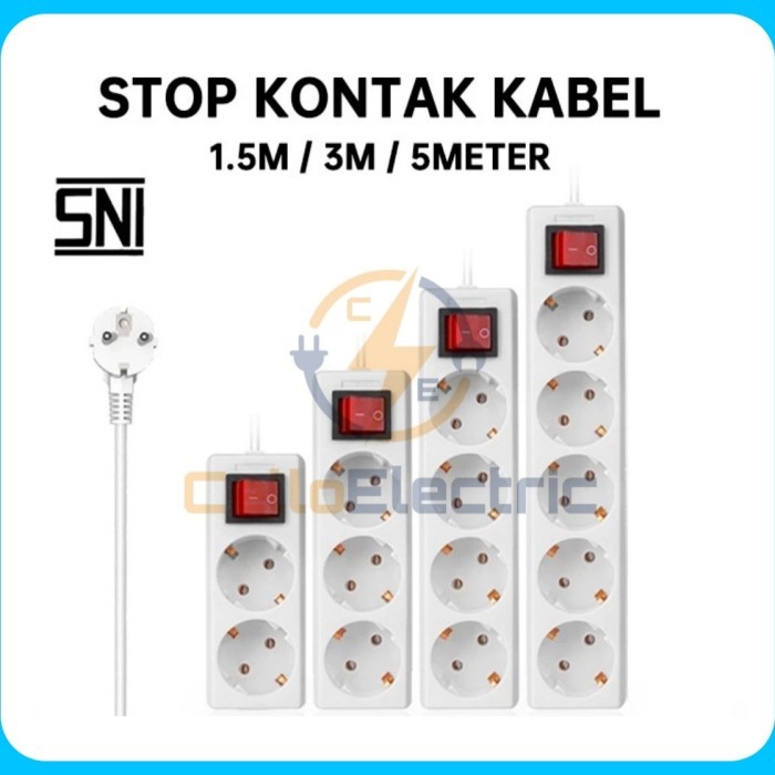 TERMURAH Stop Kontak Kabel / Kabel Roll / Stop Kontak + Kabel 2 3 4 5 Lubang