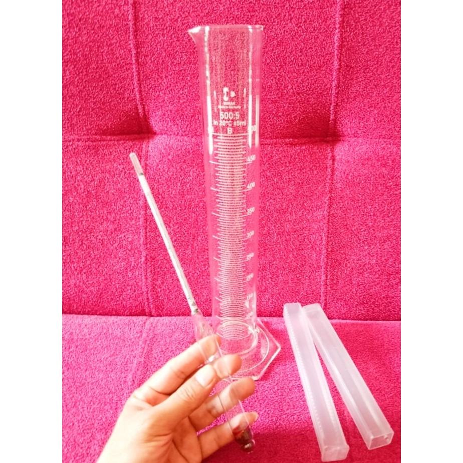 Hydrometer Minyak Atsiri Cengkeh Plus Gelas Ukur Kaca 500 Ml Duran