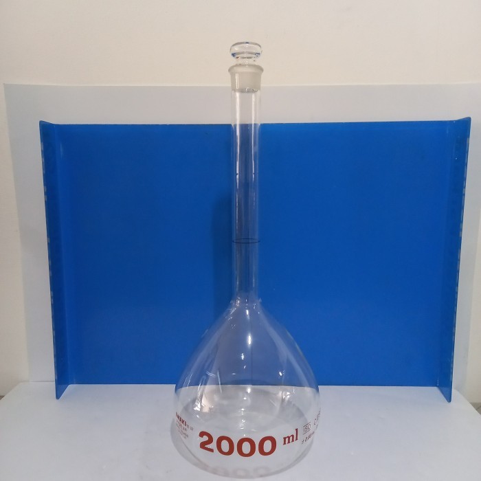 Volumetric Flask/Labu Ukur 2000Ml With Glass Stopper Iwaki Pyrex.