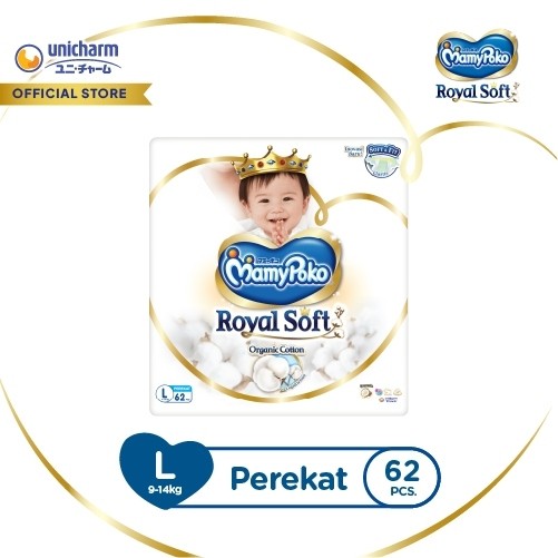 Mamy - MamyPoko Royal Soft Organic Cotton - L 62 - Popok Tape
