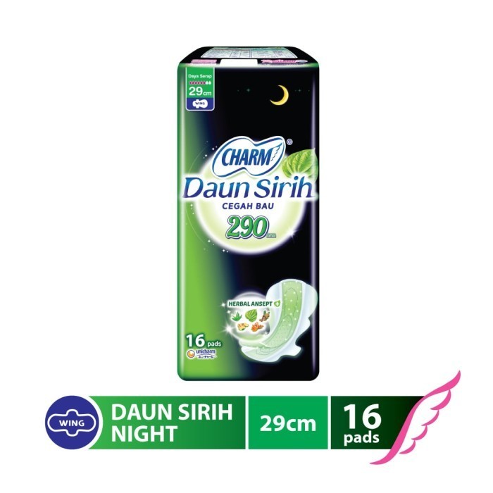 Charm Pembalut Daun Sirih Night 29cm Wing 16 pads