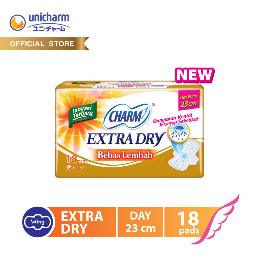 Charm Pembalut Extra Dry Slim Day Wing 23cm 18 pads