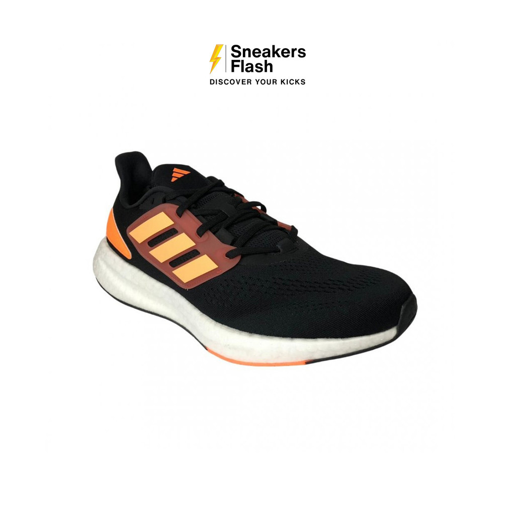 ADIDAS Pureboost 22 Black Acid Orange Sepatu Lari Pria - HQ8586 - Size 44