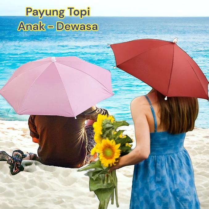 TOPI PAYUNG KEPALA BESAR DEWASA ANAK ANAK CAPING MANCING BERKEBUN