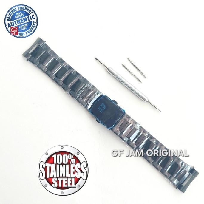 SALE STRAP TALI JAM SWIS ARMY RANTAI BLACK SILVER ORIGINAL 22MM STAINLESS STEEL ASLI