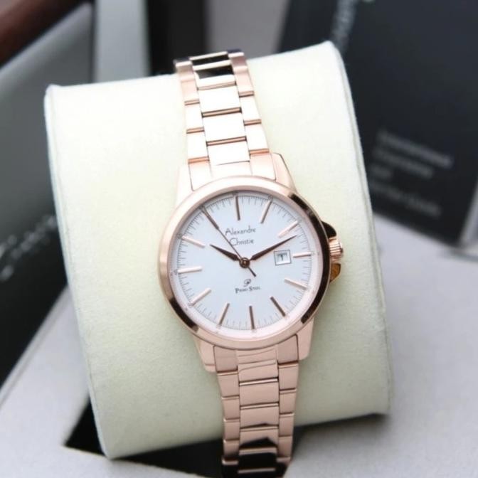 JAM TANGAN WANITA ALEXANDRE CHRISTIE AC1008 AC 1008 ROSEGOLD WHITE