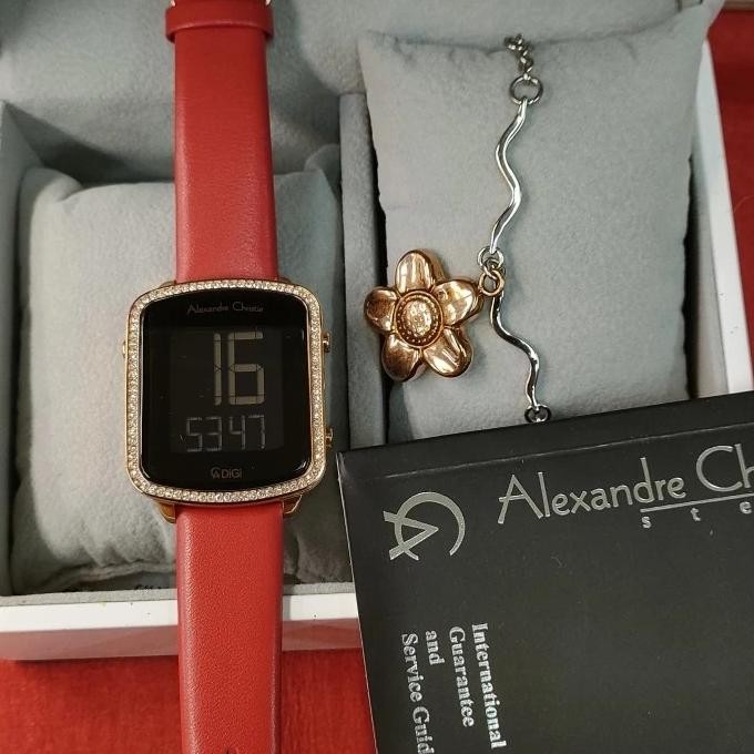 JAM TANGAN ALEXANDRE CHRISTIE AC9380 AC 9380 RED ROSEGOLD WANITA ORI