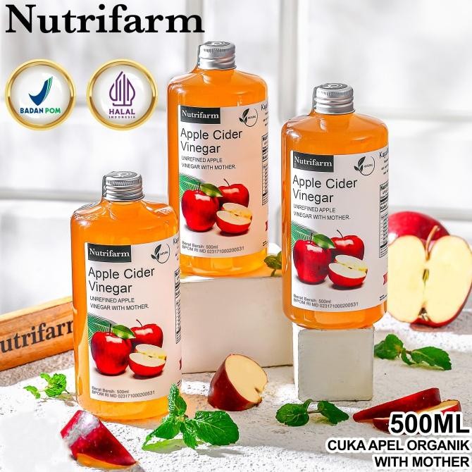 

CUKA APEL ORIGINAL ORGANIK 500 ML BUNDLE 3 PCS/APPLE CIDER VINEGAR WITH MOTHER/CUKA SARI APEL NUTRIFARM OFFICIAL DEHEALTH