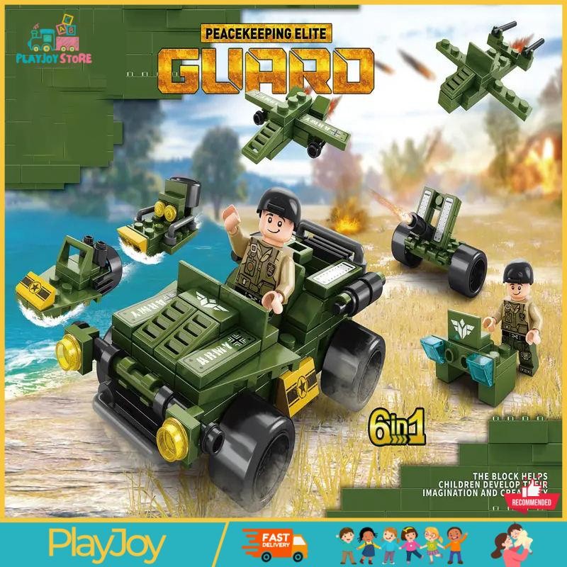 Mainan Balok Susun Mobil Militer 6in1 LEGO 106 Bricks - 8732-2