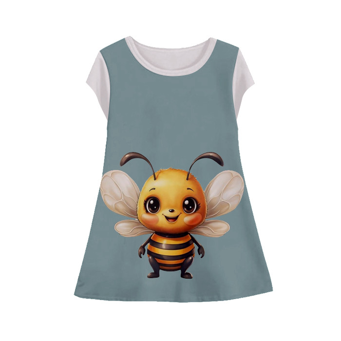 Baju Dress Binatang Anak Lengan Pendek Hewan 3D Printing Lebah Tunik-Lebah-5-designWD Limited Editio