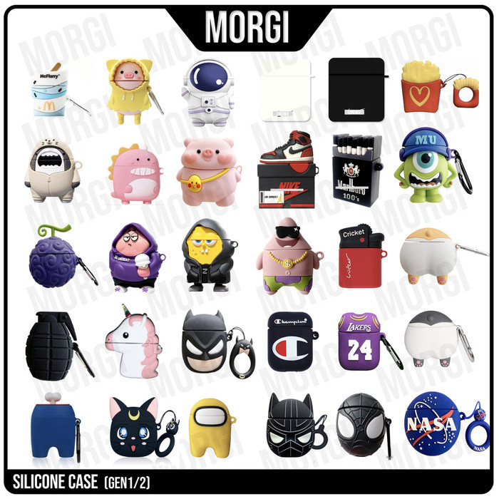 Case Airpods 2 Premium Gen 1 Karakter Lucu Hitam Inpods 12 Cartoon 3D