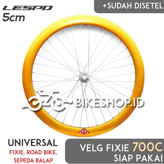 Wheelset Velg Sepeda Uk 700c 5cm Alloy Depan / Belakang Rims Roda Siap Jadi Fixie Balap Road Bike LE