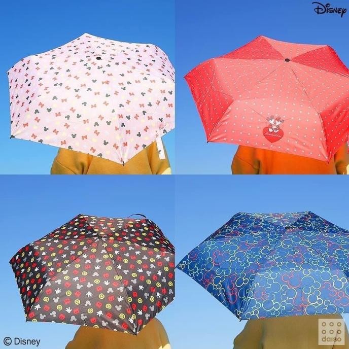 Payung Lipat Foldable Umbrella Disney Mickey Minnie Daiso Korea AS