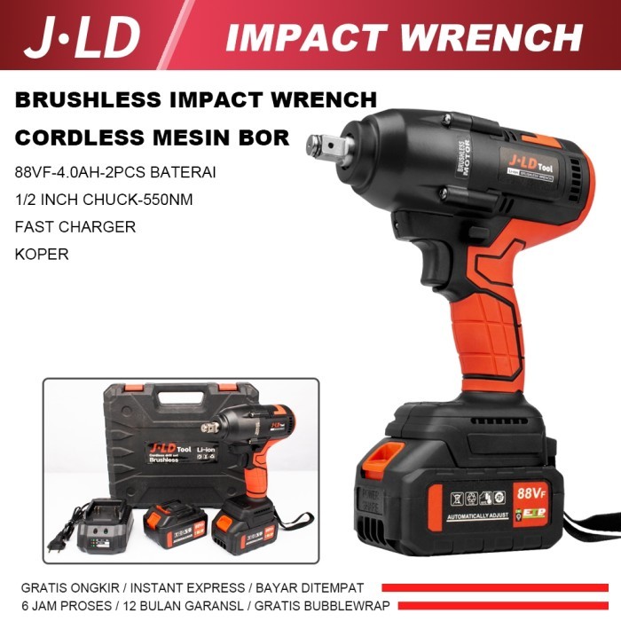 JLD Mesin bor impact baterai torsi besar 550NM impact wrench brushless