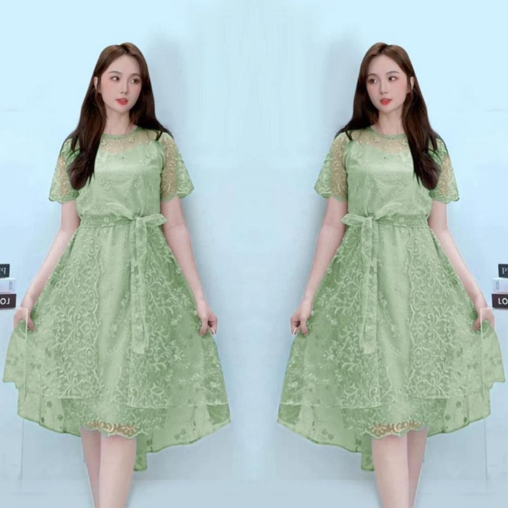 CR - TERBARU DRESS NATAL DEWASA & ANAK REMAJA HANI SIZE M (10-15THN) - XL - OT06 DRESS PESTA PARTY D