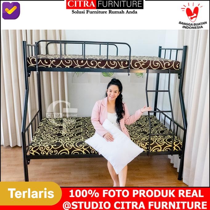 Ranjang Tingkat Besi |Ranjang Susun Minimalis|Kasur Tingkat |90/120
